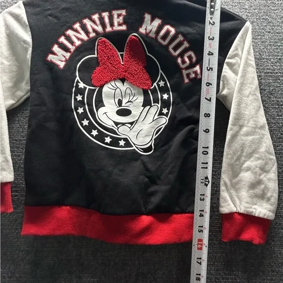Disney Minnie Mouse Size 4 Kids Black, White, and Red Zip-Up Hoodie Jacket - Picture 7 of 11